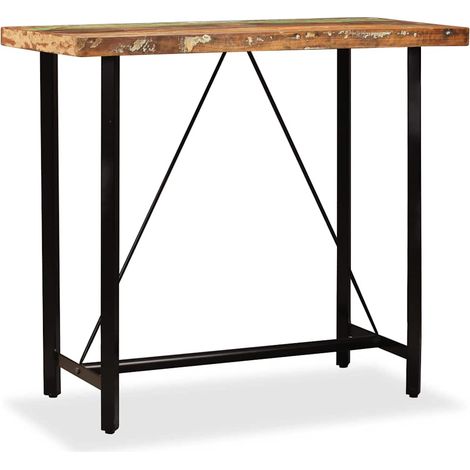 Table haute Table de bar - Mange-Debout Bois massif de récupération 120 x 60 x 107 cm BV269479 - BonneVie (1/5)