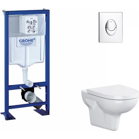 Grohe – Pack WC suspendu sans bride VELVET – Bâti support Rapid SL autoportant – Plaque de commande chromée Skate Air – Réservoir 6-9L (1/5)