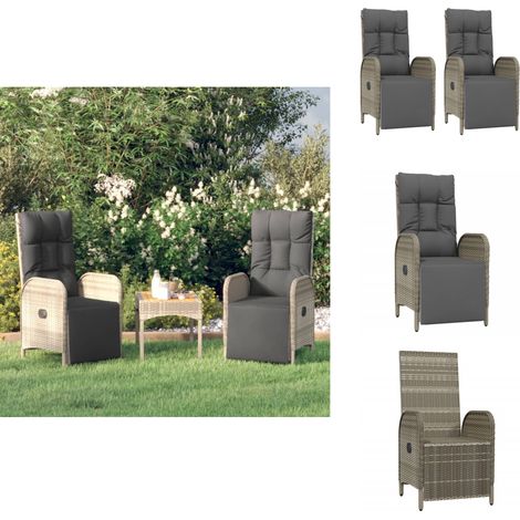 Garten-Relaxsessel mit Kissen 2 Stk. Poly Rattan Grau - Gartenmöbel - Lounge Sessel - Gartenstuhl - Rattan Möbel - Outdoor Möbel (1/5)