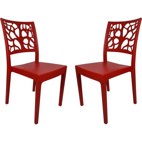 Sedia da bar cucina in polipropilene impilabile TETI rosso Set 2 (1/5)