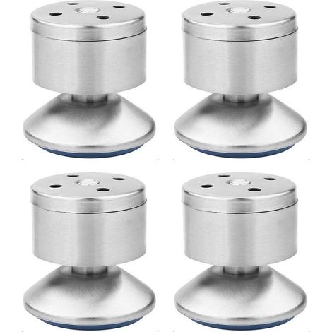 Pieds Nivellement Réglables Acier Inoxydable Pieds Canapé Réglables Multifonction Métal Tapis en Caoutchouc, Facile à Installer, Convient Tables, Armoires, Canapés, Lits Etc—4 Pièces (Argent)-Fei Yu (1/5)