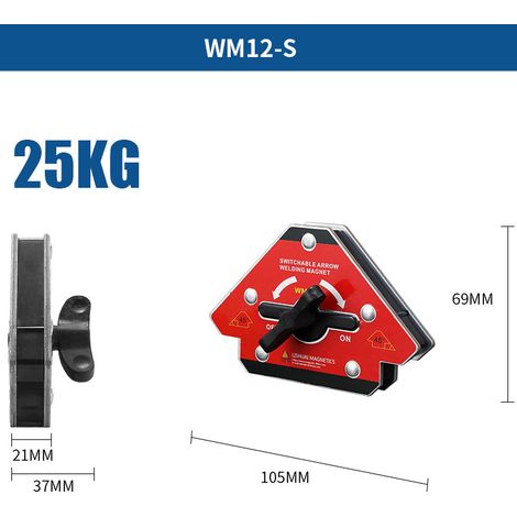 Positionneur Magnétique, Aimant de Soudeur Equerre Magnétique Soudure commutable, Supports de Soudure Magnétiques Accesoires de Soudage Angle, Positionneur Angle 45°-90°-135° - WM12-S