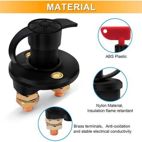 Jatil Coupe Circuit Batterie 12v, Cuivre Pur, Clé En Os Nato pour Voitures, Camping-Cars, Camions, Navires et Yachts