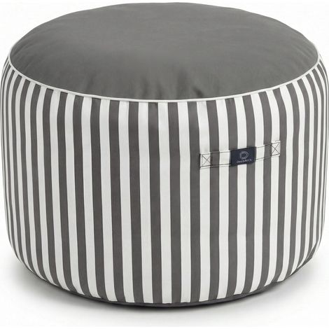 Pouf Rond Rayure Gris Foncé - 270g - H40cm Ø70cm