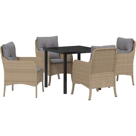 Maison Exclusive - Set da Pranzo per Giardino 5 pz Beige polyrattan (1/5)
