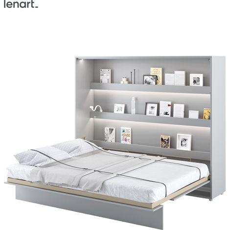 Bim Furniture – Lit escamotable 160x200 cm – Mécanisme pneumatique – Construction robuste en aggloméré et métal – Optimise l'espace dans les petites pièces