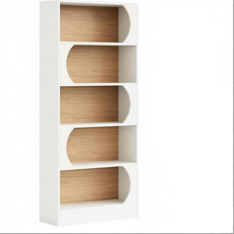Librería de pie de 5 estantes en MDF blanco 80 x 30 x 180 cm (1/5)