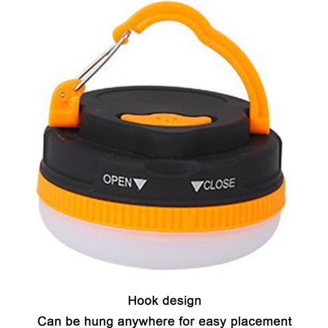 Lampe de tente LED en ABS, 5 modes d'éclairage, étanche, lampe de camping d'urgence à suspendre pour l'extérieur, type à piles, orange (ronde) (1/5)