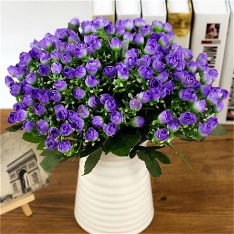 36 têtes de roses artificielles en soie, petites fleurs en bouton, pour décoration de mariage et de maison (1/5)