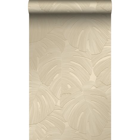 papier peint feuilles tropicales taupe  - Origin Wallcoverings (1/5)