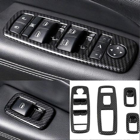 Cache-bouton de levage en fibre de carbone et verre pour panneau d'accoudoir de porte de voiture Durango 2011-2022 (conduite à gauche). (1/4)