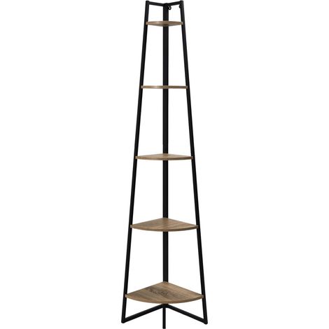 Étagère d'Angle 5 Niveaux "Essentiel" 180cm Naturel & Noir