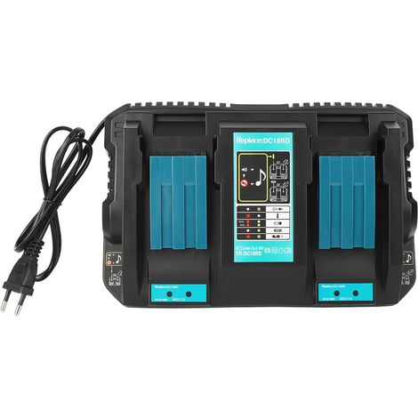 Doppel-Akkuladegerät mit DC18RD USB-Schnittstelle, kompatibel mit den Makita-Modellen BL1830 und BL1430 (14,4-18 V, 110-230 V Stecker). (1/5)