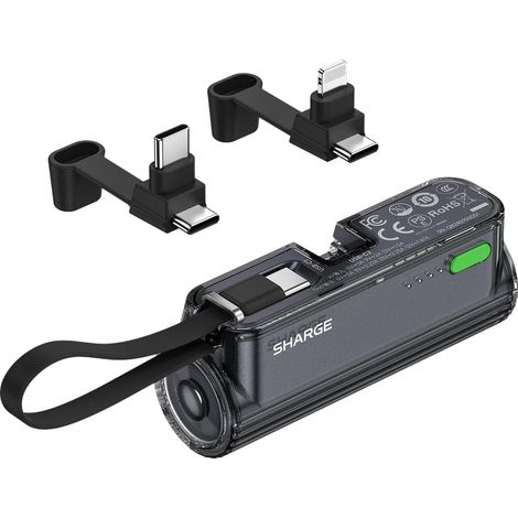 Flow Mini 2 Batterie Externe 22,5W avec Câble Intégré, Batterie Portable Externe pour Voyage, Charge Rapide avec Connecteur USB-C Et Compatible 16/15/14, Galaxy Et Plus (1/5)