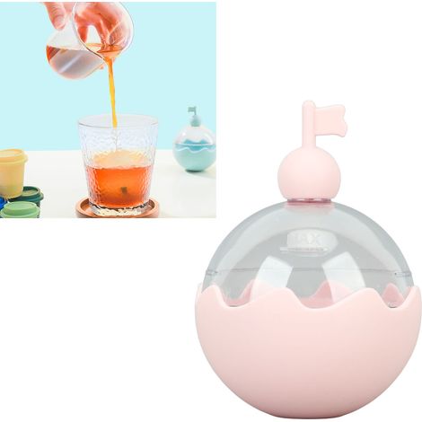 Kugelförmige Eiswürfelform in Whisky-Form, gefrorene kugelförmige Eiswürfel, Eiswürfelform aus lebensmittelechtem Silikon, runde Kugeln in Eierschalenform, Kugel-Eiswürfelbereiter für Zuhause, rosa. (1/5)