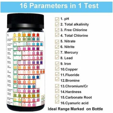 16-in-1 Trinkwasser-Testset: Professionelle Härte-Testsets, Teststreifen für Leitungswasser und Brunnenwasser (1/3)