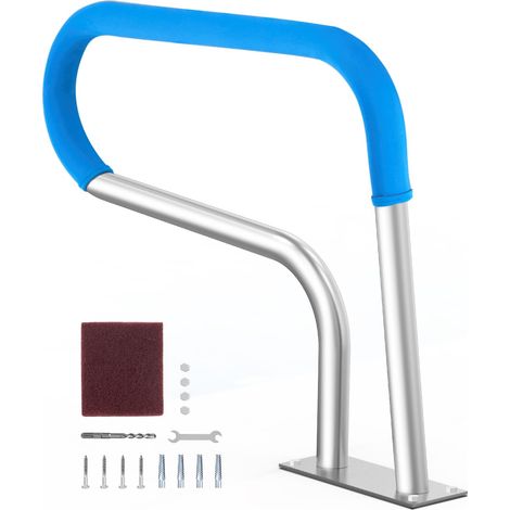 Rampe Piscine, 805x585 mm, Main Courante Piscine Acier Inoxydable avec Plaque de Base, Barre d'Appui de Sécurité Antirouille, Accessoires, pour Piscines, Intérieur, Extérieur, Terrasses, Spas (1/5)