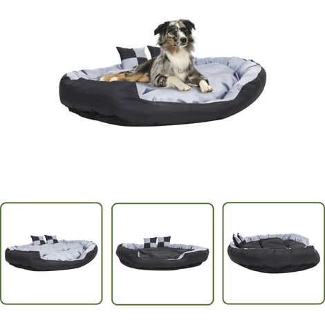 The Living Store Coussin réversible lavable pour chien Gris et noir 150x120x25cm - Panier Pour Chien - Lit Pour Chien - Coussin Pour Chien - Literie Pour Chien - Accessoires Pour Chien (1/5)