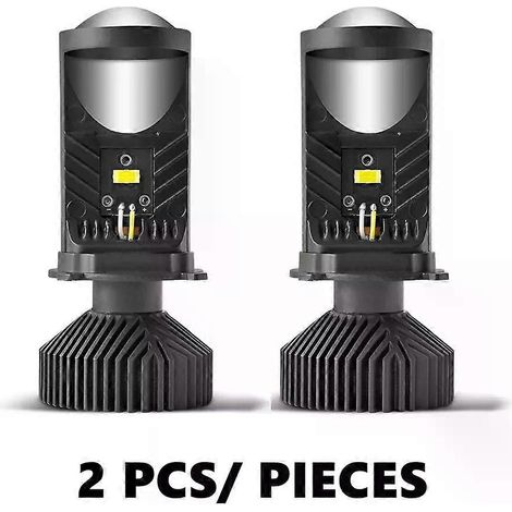 Phares LED Y6 Turbo Fan H4 pour voiture, mini projecteur H4, lentille 6000K, super lumineux, 20000LM, feux de route/croisement, ampoule LED, lampe de voiture, H49003HB2, 2 pièces, gauche (1/5)