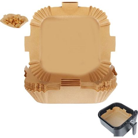 100 feuilles - Papier cuisson pour friteuse à air - Papier de cuisson - Papier pour friteuse à air - Papier absorbant l'huile - Papier filtre - Compatible avec Corsori, Ninja, Chefman et autres marque (1/5)