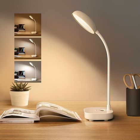Lampe Bureau Sans Fil LED – Lecture et Bureau Portable, Col de Cygne 360°, 3 Couleurs, Luminosité Réglable (1/5)