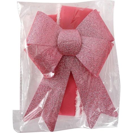 Funkelnde Schleifendekoration für Weihnachtsbaum, Tür, Fenster, Vorhang, Fenster, Hochzeit und saisonale Festdekoration, Rosa (1/5)