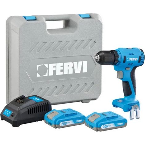 Fervi FB20CD3AB-22B Trapano avvitatore 20V 13mm con 2 Batterie 2Ah (1/2)