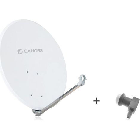 Antenne Parabole Satellite ACIER Cahors ANT 80HD + LNB Single - 80 CM, Gain 38,1 dB, 12,625 GHz
