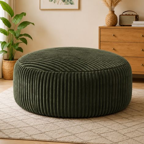 Sillón puf 6FT de pana con relleno de espuma viscoelástica, verde (1/5)