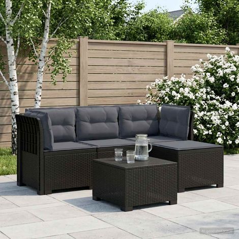 vidaXL Sofá de Jardín para 4 Personas con Cojines y Diseño de Rattan (1/5)