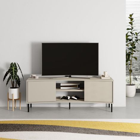 Mobile porta Tv con frontale curvo 2 ante e vani a giorno in finitura cashmere 150x40x55H Frem (1/5)