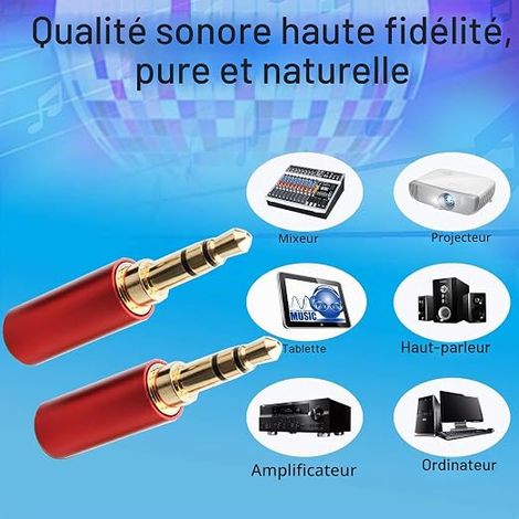Connecteurs DIN 2 Broches, Connecteur Haut Parleur DIN, Fiches Mâles et Femelles avec Bornes à Vis, Adaptateur Audio pour Système HiFi, Amplificateur, Haut Parleurs, Connexion Stable (1/2)