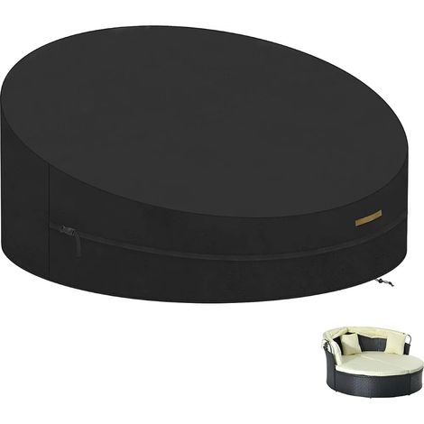 Housse de Protection Canapé lit Rond de Jardin Imperméable Couverture Lit Rond avec Manipuler en Tissu Oxford 420D Ø190 x 90 50cm (1/5)
