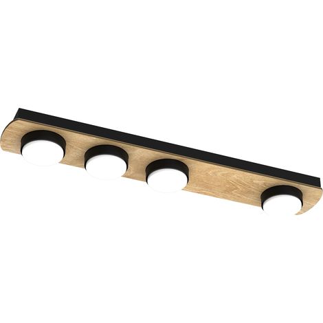 Spot plafond rect. 4xGX53 noir/bois 8W Kido Luminex