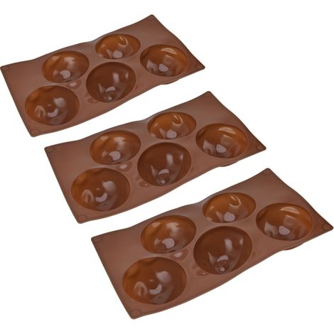 Ortviai Moule à pâtisserie en silicone alimentaire – 3 pièces, rond avec 5 empreintes, résistant au froid et au four (-30 °C à 230 °C) (1/4)