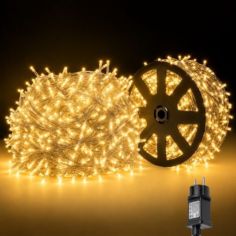 Catena Natalizia 4000 LED Luce Calda 100 Metri Cavo Trasparente 8 Giochi di Luce per Interno Esterno (1/3)