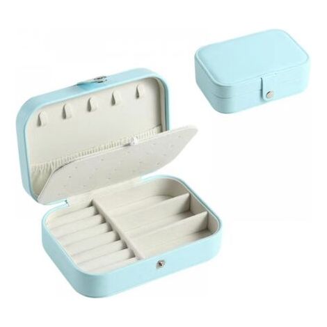 Boîte à bijoux, petite boîte à bijoux de voyage, organisateur de bijoux, rangement pour bagues, boucles d'oreilles, colliers, bracelets, boîte-cadeau à bijoux en similicuir (1/5)