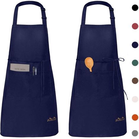 Grembiule - Confezione di grembiuli impermeabili - Grembiule da cucina con tasche - Grembiule da cucina regolabile - Grembiule da barbecue - Bavaglino (Blu navy)