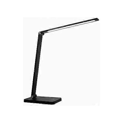 Schreibtischlampe LED Dimmbar Tischlampe 5 Farb und 3 Helligkeitsstufen, Augenfreundliche Nachttischlampe, USB-Anschluss für Leser, Kinder, Bro-Schwarz