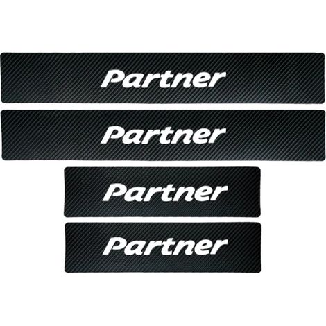 (BLANC) Autocollants en vinyle imitation fibre de carbone pour Peugeot Partner,protection de seuil de porte,accessoires intérieurs (4 pièces) (1/3)