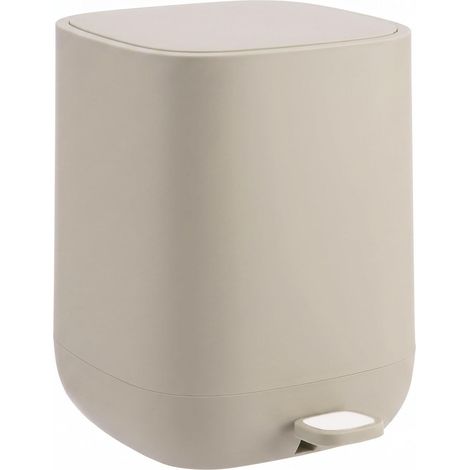 Poubelle 9 L, Fermeture amortie, Seau Amovible, Plastique Mat, à pédale, Beige 27x21x26 cm (1/5)
