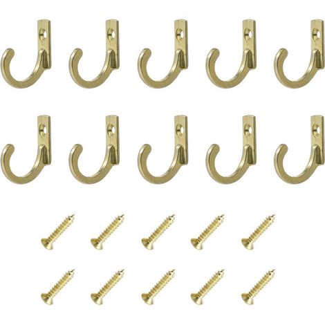 Confezione da 10 ganci da parete vintage gialli con viti - Piccoli ganci a vite per ciotole, gioielli, borse, asciugamani, bagno, cucina e altro ancora