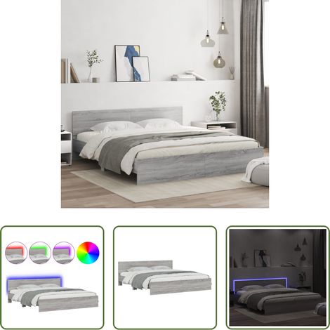 vidaXL Lits LED RVB - Cadre de lit avec LED sans matelas sonoma gris 200x200 cm (1/5)