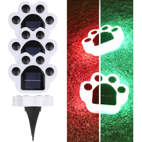 Lot de 4 lampes solaires de jardin, lampes solaires de sol, lampes solaires d'extérieur à LED rechargeables en forme de patte, éclairage de chemin pour pelouse, terrasse et jardin. (1/5)