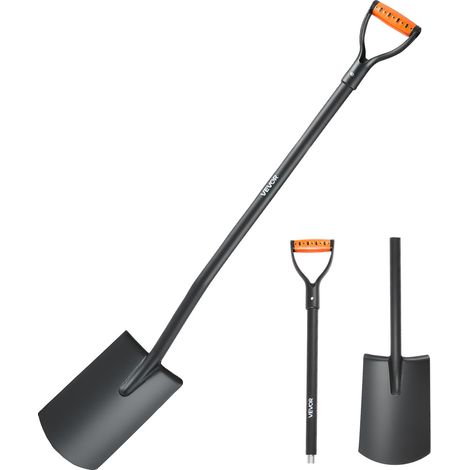 VEVOR Square Shovel, 48 in Heavy-Duty Flat Shovel, Transfer Shovels with Alloy Steel Blade and Non-Slip D-Handle, Detachable and Easy Storage, for Gardening, Construction, Digging, and Snow Shoveling (1/5)