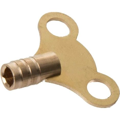 Or, 1 clé de purge de radiateur, laiton, rotation dans le sens des aiguilles d'une montre