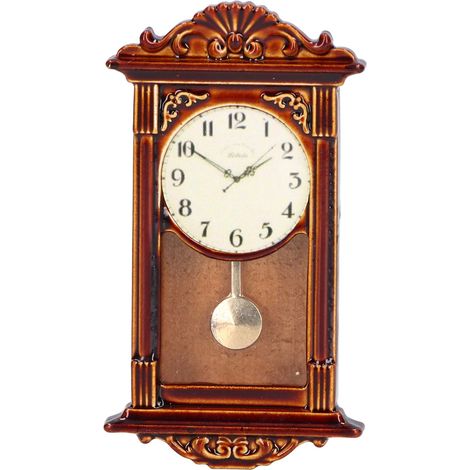 Horloge Miniature pour Maison de Poupée 1:12 Style Classique en Bois et Alliage Accessoire Décoratif (1/5)