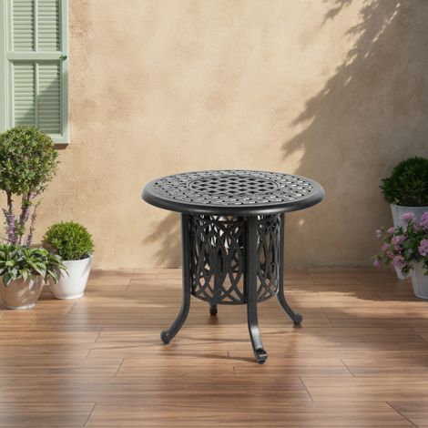 Tavolo in alluminio per esterni con secchio per il ghiaccio, tavolo laterale per patio, tavolo laterale in alluminio con regolazione dell'altezza delle gambe, tavolino per esterni di piccole dimension