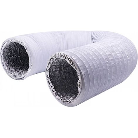 Tuyau d'échappement flexible en aluminium PVC de 150 mm de longueur 6 m - Tuyau d'aération pour extracteurs, climatiseurs, sèche-linge (ø150 mm 6 m, blanc) (1/4)