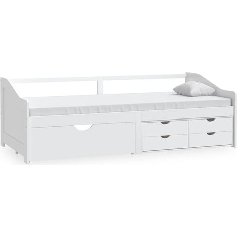 Maison Exclusive - Divano Letto 3 Posti con Cassetti Bianco Pino Massello 90x200cm